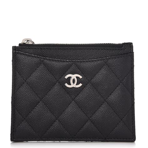 chanel quilted zip card holder|chanel caviar quilted card holder.